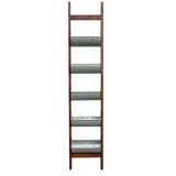 Garden 5 Tier Wood and Metal Ladder Planter, Brown and Silver