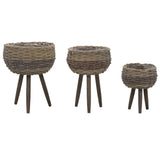 Planter 3 pcs Wicker with PE Lining set