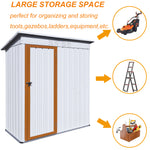 5 X 3 Ft Outdoor Garden Storage Shed, Galvanized Metal With Lockable, Backyard Trash Cans