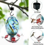 Garden Hummingbird Feeder with Perch - Hand Blown Glass