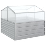 Garden plant Raised Bed with Greenhouse 39.4"x39.4"x33.5" Silver lifting lids