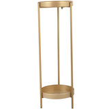 Modern Folding Metal 2-Tier Plant Stand Holder Shelf with 2 Round Trays Indoor Outdoor, Golden