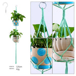 Macrame Plant Hanger with Hooks multi-Tiers Handmade Cotton Rope Hanging Planters Set Flower Pots Holder Stand Indoor Outdoor Boho Home Decor (Sea Green)