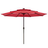 outdoor furniture 10Ft 3-Tiers 32LEDS Patio Umbrella Red or color