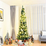 PVC Artificial Slim Pencil National Christmas Tree with Metal Stand