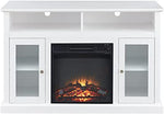 Modern Electric Fireplace Storage Cabinet, TV Stand Fit up to 55" Flat Screen TV, White