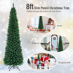 PVC Artificial Slim Pencil National Christmas Tree with Metal Stand