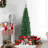 PVC Artificial Slim Pencil National Christmas Tree with Metal Stand