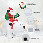 6.5 Feet Christmas Inflatable Santa Riding Polar Bear with Shaking Head LED Lights