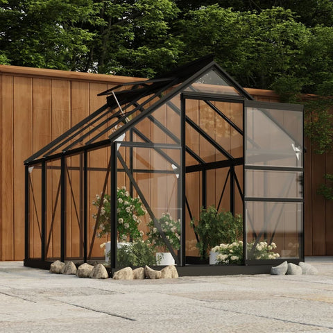 Large Glass Greenhouse Anthracite 61"x78.9"x75.2" Aluminum