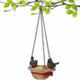 Hanging Tray Straw Hat Shape Statue Wild Bird Feeder Tree Decor