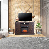 ZOKOP 47 Inch Brown Fireplace TV Cabinet 1400W Single Color/faux flame/Heating Wire/Remote Control