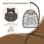 Swing Egg Chair, Stand, Indoor Outdoor Wicker Rattan Patio Basket Hanging Chair, C Type bracket ; cushion pillow;