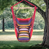 Free shipping Distinctive Cotton Canvas Hanging Rope Chair with Pillows Rainbow