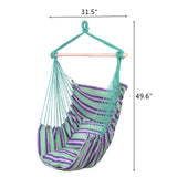 Free shipping Distinctive Cotton Stripe Canvas Hanging Rope Chair with Pillows Green