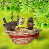 Hanging Tray Red Hat Shape Statue Wild BirdTree Decor Bird Feeder