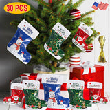 30PCS Christmas Stocking Ziplock Gift Bags with Ties Assorted Sizes