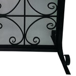 43 Inches 2 Door Iron Fireplace Screen; Mesh Design; Scrollwork; Black; DunaWest