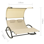 Rocking Double Sun Lounger with Canopy Textilene Cream