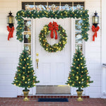 4 Pieces Christmas Decoration Set with Garland Wreath and 2 Entrance Trees