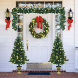 4 Pieces Christmas Decoration Set with Garland Wreath and 2 Entrance Trees