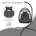 Swing Egg Chair, Stand, Indoor Outdoor Wicker Rattan Patio Basket Hanging Chair, C Type bracket ; cushion pillow;