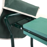 Outdoor 2-in-1 Garden Stool Kneeler Bench with Tool Bags, Kneeling Pad Portable Green