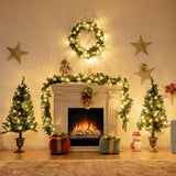 4 Pieces Christmas Decoration Set with Garland Wreath and 2 Entrance Trees