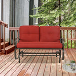 Patio Swing Glider Bench Outdoor Cushioned 2 Person Rocking Chair Garden Loveseat, Brick Red