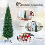 PVC Artificial Slim Pencil National Christmas Tree with Metal Stand