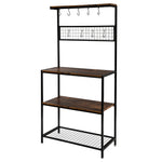 Metal Kitchen Bakers Rack Coffee Bar Microwave Oven Stand High Display Shelf for Spice Rack 10 Hooks