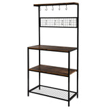 Metal Kitchen Bakers Rack Coffee Bar Microwave Oven Stand High Display Shelf for Spice Rack 10 Hooks