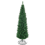 PVC Artificial Slim Pencil National Christmas Tree with Metal Stand