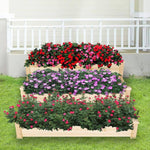 3 Tier Raised Garden Bed Kit Wooden Planter Box Heavy Duty Solid Fir Wood, 47" x 47" x 21"