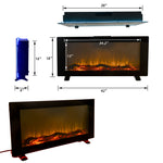 42 Inches Wall-Mounted Electronic Fireplace,10 Colors Backlight, CSA Certification, Black