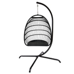Swing Egg Chair, Stand, Indoor Outdoor Wicker Rattan Patio Basket Hanging Chair, C Type bracket ; cushion pillow;