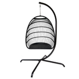Swing Egg Chair, Stand, Indoor Outdoor Wicker Rattan Patio Basket Hanging Chair, C Type bracket ; cushion pillow;