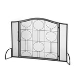 Artisasset Single Door Black Mesh Geometric Pattern Grill Living Room Wrought Iron Fireplace Screen