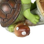 Garden Statue Cute Frog Face Turtles Figurines,Solar Powered Resin Animal Sculpture  3 Led Lights