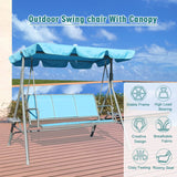 3 Person Patio Swing Seat with Drink Trays, Adjustable Canopy, Patio, Garden, Poolside, Balcony