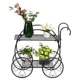 Serving Wheeled Paint With Handle cart Shape 2 Layer Plant Stand Black Baby buggy