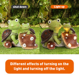 Garden Statue Cute Frog Face Turtles Figurines,Solar Powered Resin Animal Sculpture  3 Led Lights