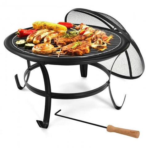 22 Inch Steel Outdoor Fire Pit Bowl grill With Wood Grate