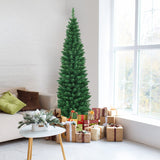 PVC Artificial Slim Pencil National Christmas Tree with Metal Stand