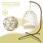 Swing Egg Chair, Stand, Indoor Outdoor Wicker Rattan Patio Basket Hanging Chair, C Type bracket ; cushion pillow;