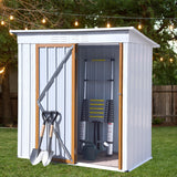 5 X 3 Ft Outdoor Garden Storage Shed, Galvanized Metal With Lockable, Backyard Trash Cans