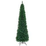 PVC Artificial Slim Pencil National Christmas Tree with Metal Stand