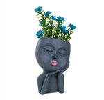 Resin Flower Pot Vase Artistic Sculpture Head face Planter Flower Pot