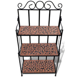 Plant Stand Display Terracotta Color Mosaic Pattern Shelves