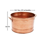 Copper Hammered Pattern Galvanized Farmhouse Style Tub Pot Bucket